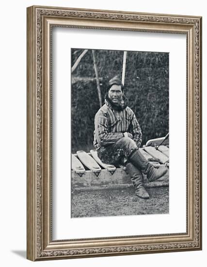 An Eskimo resting on his sledge, 1912-Pierre Petit-Framed Photographic Print