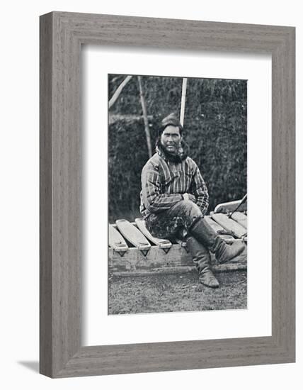 An Eskimo resting on his sledge, 1912-Pierre Petit-Framed Photographic Print