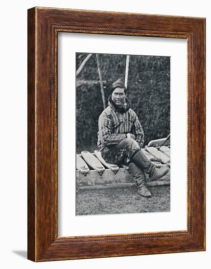 An Eskimo resting on his sledge, 1912-Pierre Petit-Framed Photographic Print