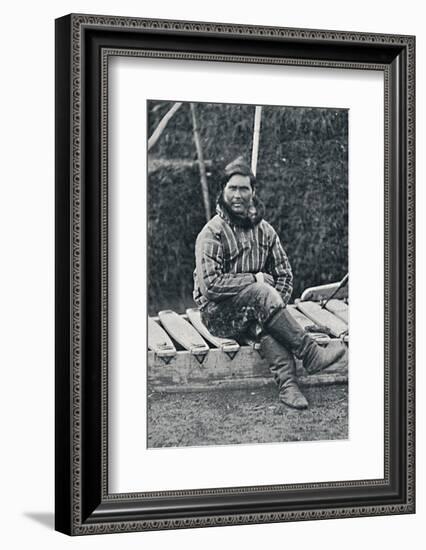 An Eskimo resting on his sledge, 1912-Pierre Petit-Framed Photographic Print