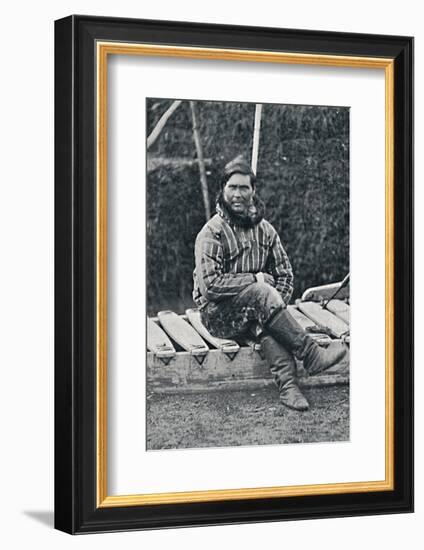 An Eskimo resting on his sledge, 1912-Pierre Petit-Framed Photographic Print