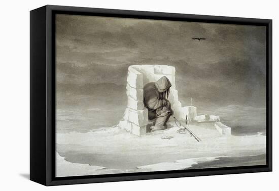 An Eskimo Watching a Seal Hole-Edward Finden-Framed Premier Image Canvas