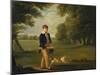 An Eton Schoolboy Carrying a Cricket Bat, with His Dog, on Playing Fields,-Arthur William Devis (Circle of)-Mounted Giclee Print