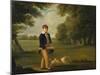 An Eton Schoolboy Carrying a Cricket Bat, with His Dog, on Playing Fields,-Arthur William Devis (Circle of)-Mounted Giclee Print