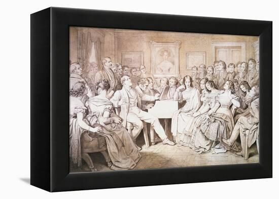 An Evening at Baron Von Spaun's: Schubert at the Piano Among His Friends-Moritz Ludwig von Schwind-Framed Premier Image Canvas