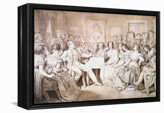 An Evening at Baron Von Spaun's: Schubert at the Piano Among His Friends-Moritz Ludwig von Schwind-Framed Premier Image Canvas