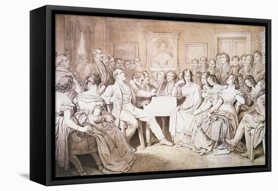 An Evening at Baron Von Spaun's: Schubert at the Piano Among His Friends-Moritz Ludwig von Schwind-Framed Premier Image Canvas