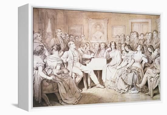 An Evening at Baron Von Spaun's: Schubert at the Piano Among His Friends-Moritz Ludwig von Schwind-Framed Premier Image Canvas