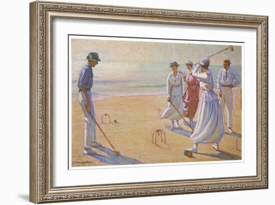 An Evening Game of Croquet on the Beach-null-Framed Art Print