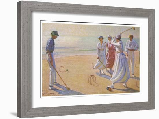 An Evening Game of Croquet on the Beach-null-Framed Art Print