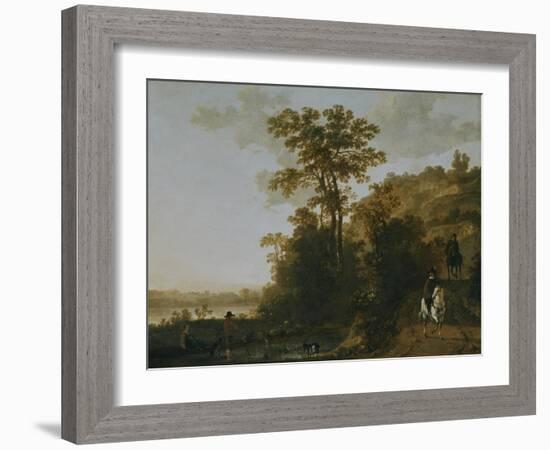 An Evening Ride Near a River-Aelbert Cuyp-Framed Giclee Print