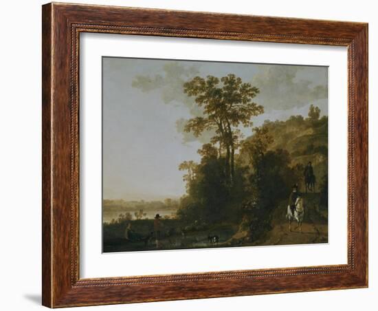 An Evening Ride Near a River-Aelbert Cuyp-Framed Giclee Print