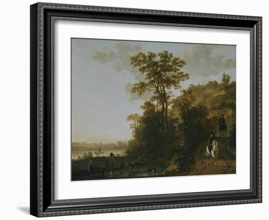 An Evening Ride Near a River-Aelbert Cuyp-Framed Giclee Print