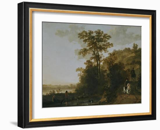 An Evening Ride Near a River-Aelbert Cuyp-Framed Giclee Print