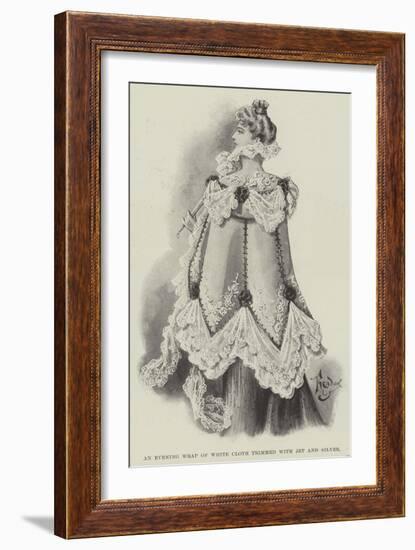 An Evening Wrap of White Cloth Trimmed with Jet and Silver-null-Framed Giclee Print