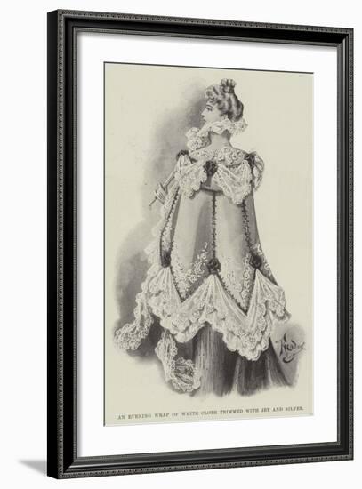 An Evening Wrap of White Cloth Trimmed with Jet and Silver-null-Framed Giclee Print