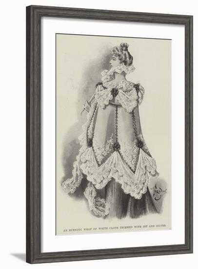 An Evening Wrap of White Cloth Trimmed with Jet and Silver-null-Framed Giclee Print