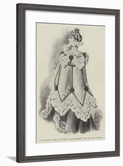 An Evening Wrap of White Cloth Trimmed with Jet and Silver-null-Framed Giclee Print