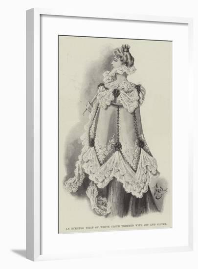 An Evening Wrap of White Cloth Trimmed with Jet and Silver-null-Framed Giclee Print