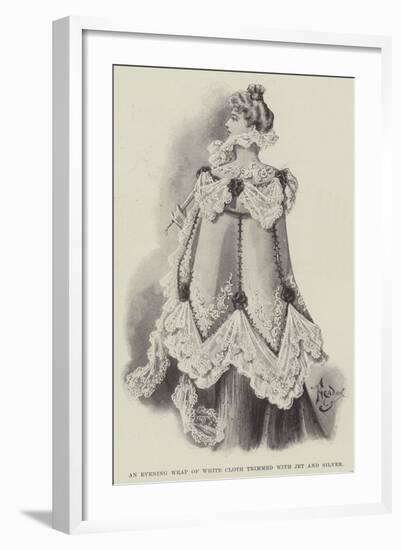 An Evening Wrap of White Cloth Trimmed with Jet and Silver-null-Framed Giclee Print