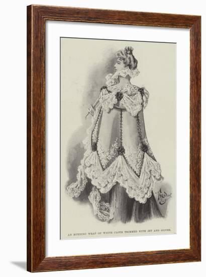 An Evening Wrap of White Cloth Trimmed with Jet and Silver-null-Framed Giclee Print