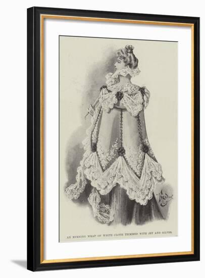 An Evening Wrap of White Cloth Trimmed with Jet and Silver-null-Framed Giclee Print