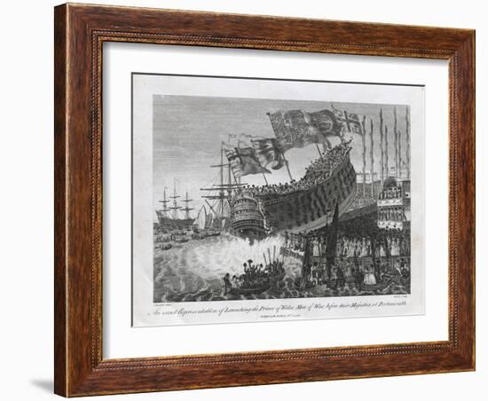 An Exact Representation of Launching the Prince of Wales Man of War-null-Framed Giclee Print