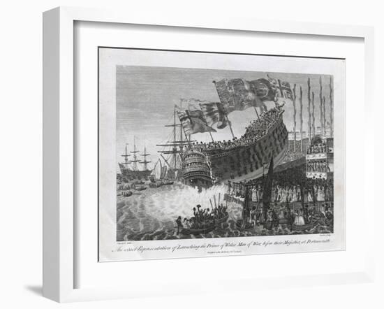 An Exact Representation of Launching the Prince of Wales Man of War-null-Framed Giclee Print