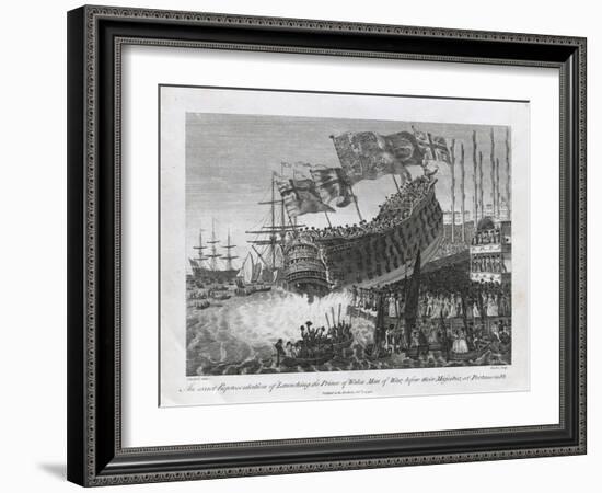 An Exact Representation of Launching the Prince of Wales Man of War-null-Framed Giclee Print