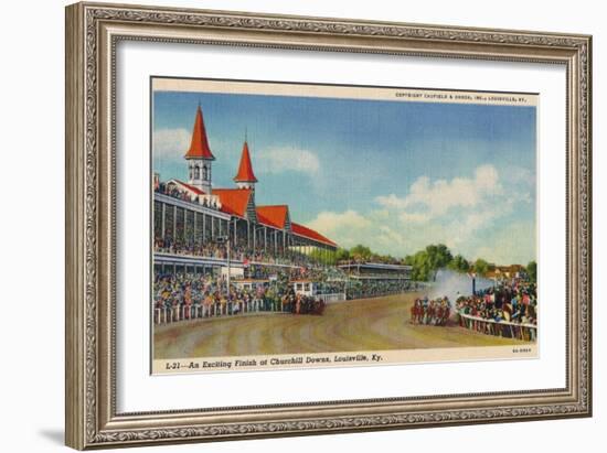 'An Exciting Finish at Churchill Downs, Louisville, Ky', c1940-Unknown-Framed Giclee Print