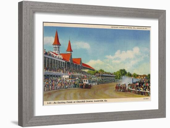 'An Exciting Finish at Churchill Downs, Louisville, Ky', c1940-Unknown-Framed Giclee Print