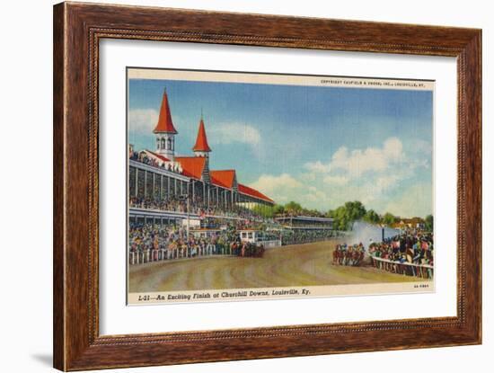 'An Exciting Finish at Churchill Downs, Louisville, Ky', c1940-Unknown-Framed Giclee Print