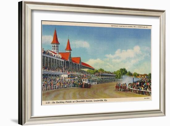 'An Exciting Finish at Churchill Downs, Louisville, Ky', c1940-Unknown-Framed Giclee Print