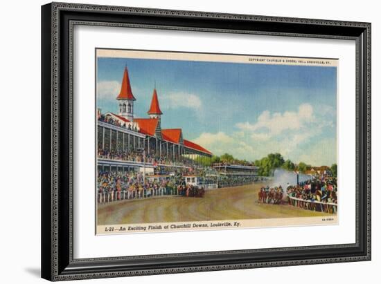 'An Exciting Finish at Churchill Downs, Louisville, Ky', c1940-Unknown-Framed Giclee Print