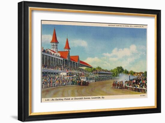 'An Exciting Finish at Churchill Downs, Louisville, Ky', c1940-Unknown-Framed Giclee Print