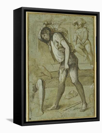 An Executioner About to Decapitate a Bearded Saint-Girolamo Romanino-Framed Premier Image Canvas