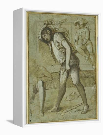 An Executioner About to Decapitate a Bearded Saint-Girolamo Romanino-Framed Premier Image Canvas