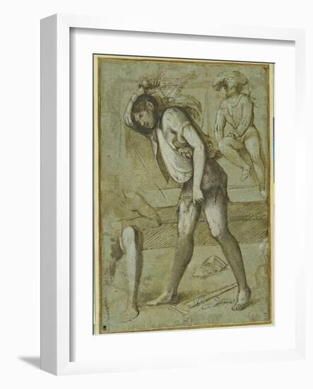 An Executioner About to Decapitate a Bearded Saint-Girolamo Romanino-Framed Giclee Print