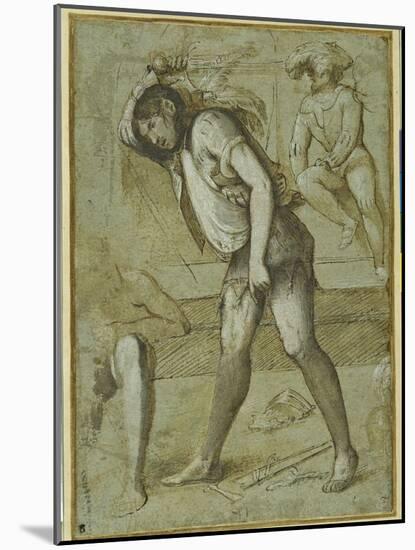 An Executioner About to Decapitate a Bearded Saint-Girolamo Romanino-Mounted Giclee Print