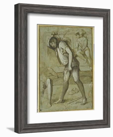 An Executioner About to Decapitate a Bearded Saint-Girolamo Romanino-Framed Giclee Print