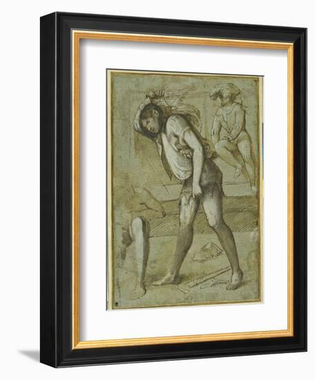 An Executioner About to Decapitate a Bearded Saint-Girolamo Romanino-Framed Giclee Print