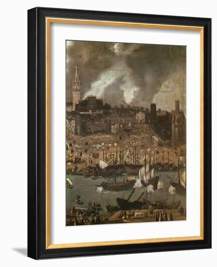 An Expedition Setting out from Seville for America in 1498-Alonso Sanchez Coello-Framed Giclee Print