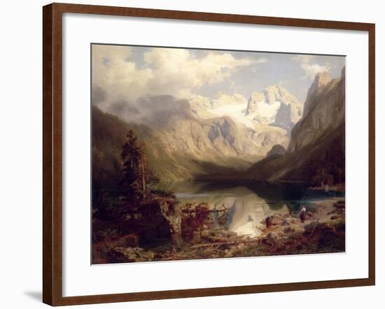 An Extensive Alpine Lake Landscape, 1862-Augustus Wilhelm Leu-Framed Giclee Print