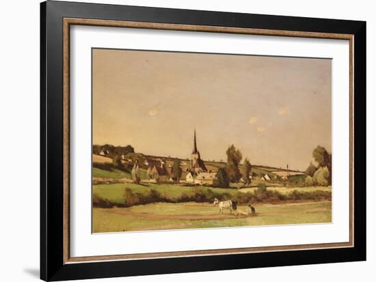 An Extensive Landscape with a Ploughman and a Village Beyond, 1887-Henri-Joseph Harpignies-Framed Giclee Print