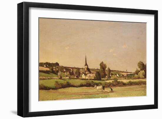 An Extensive Landscape with a Ploughman and a Village Beyond-Henri-Joseph Harpignies-Framed Giclee Print