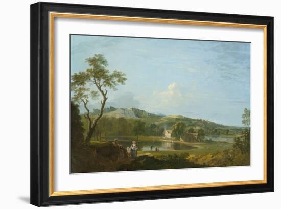 An Extensive Landscape with Cottages near a Lake, circa 1744-1745 (Oil on Canvas)-Richard Wilson-Framed Giclee Print