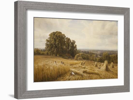 An Extensive Landscape with Harvesters-Edmund George Warren-Framed Giclee Print