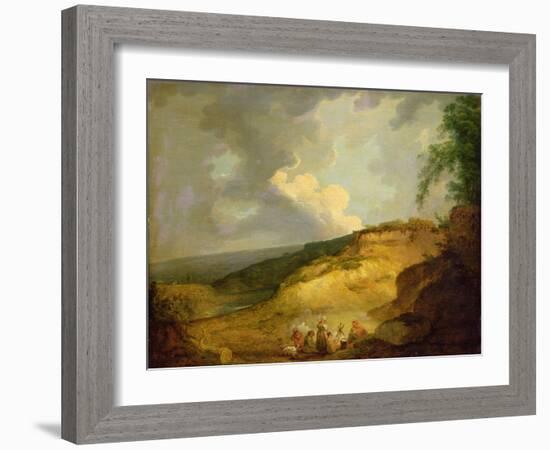 An Extensive Mountainous Landscape with a Gypsy Encampment in the Foreground-George Morland-Framed Giclee Print