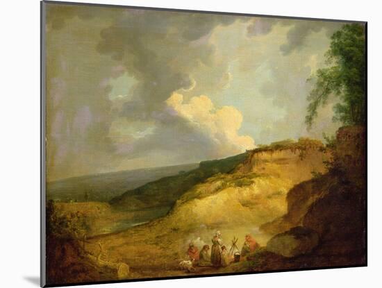 An Extensive Mountainous Landscape with a Gypsy Encampment in the Foreground-George Morland-Mounted Giclee Print