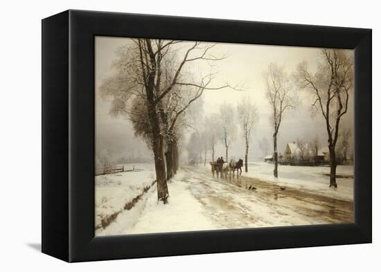 An Extensive Winter Landscape with a Horse and Cart, 1882-Anders Andersen-Lundby-Framed Premier Image Canvas